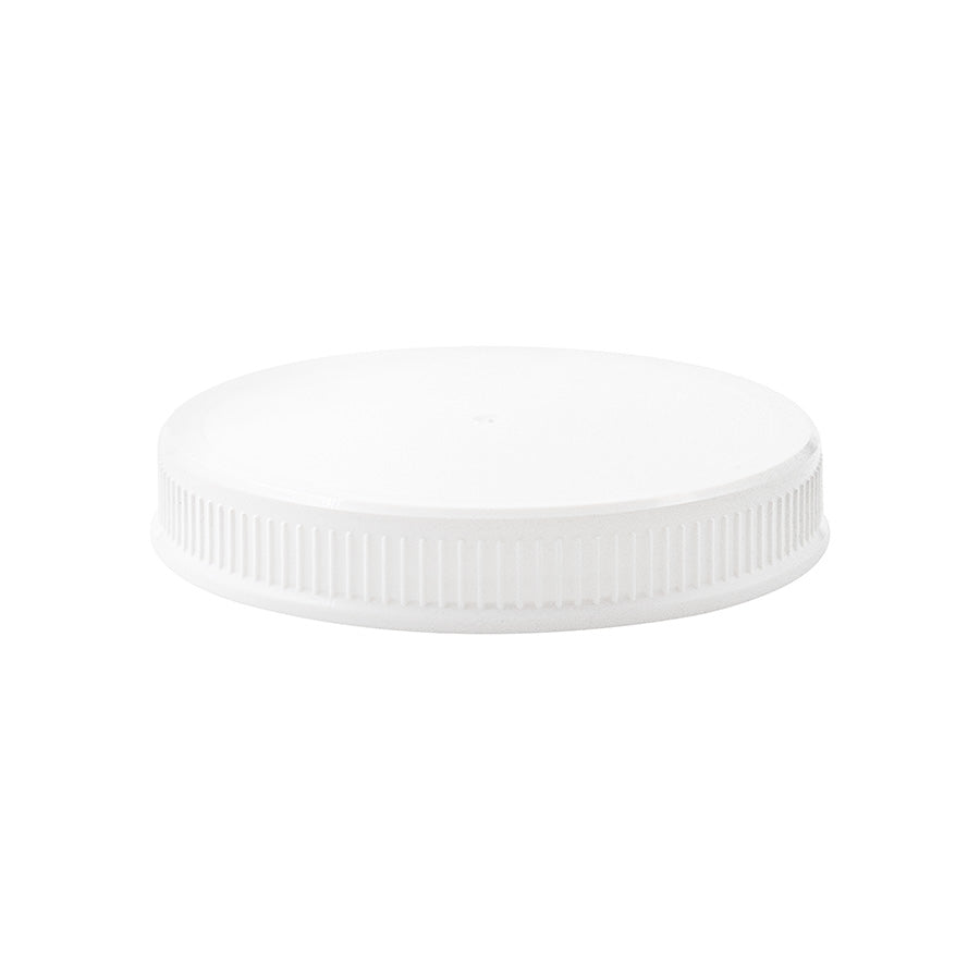 89-400 White PP Continuous Thread Matte Top Fine Ribbed Foam Lined Cap