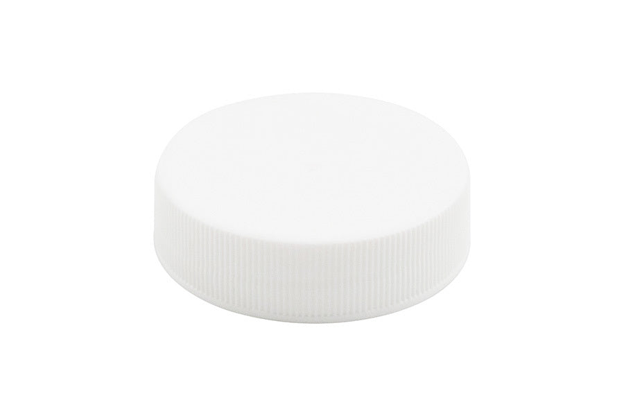 38-400 White PP Continuous Thread Fine Ribbed F217 Foam Lined Cap