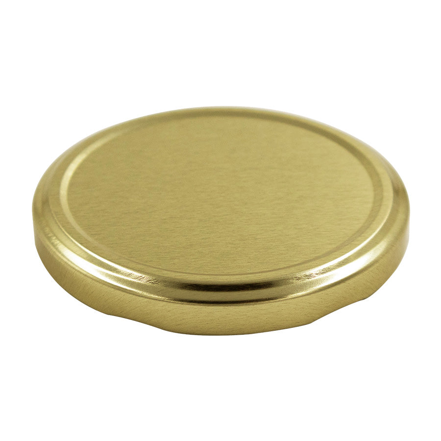 82 mm Gold Metal Twist / Lug Non-Button Plastisol Lined Cap