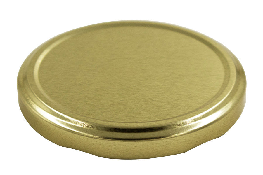 82 mm Gold Metal Twist / Lug Non-Button Plastisol Lined Cap