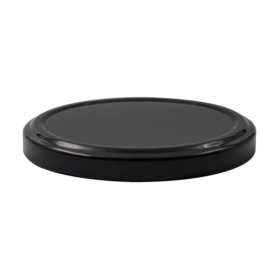 82 mm Black Metal Twist / Lug Non-Button Plastisol Lined Cap