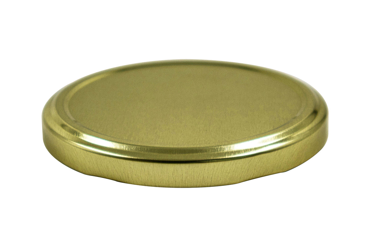 82 mm Gold Metal Twist / Lug Non-Button Plastisol Lined Cap
