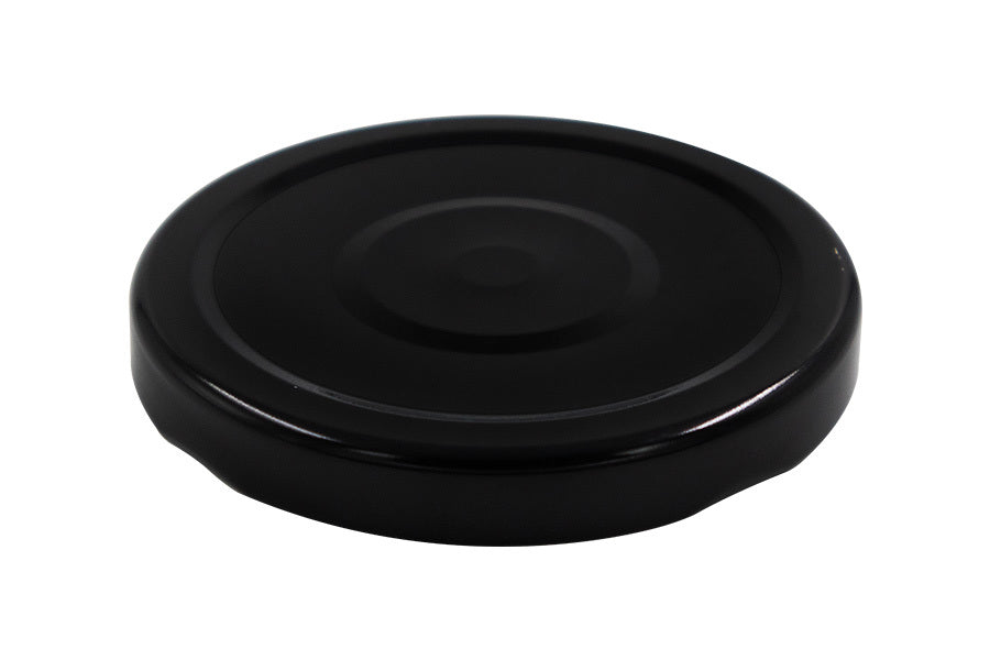 70 mm Black Metal Twist / Lug Button Top Plastisol Lined Cap