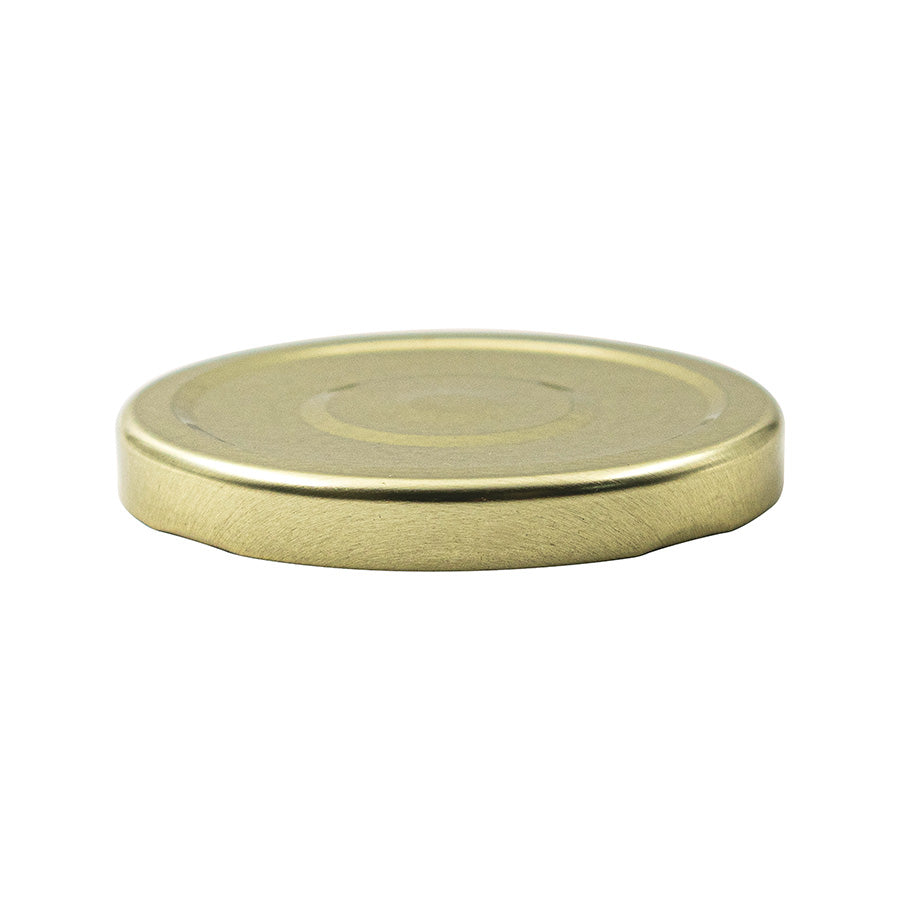 70 mm Gold Metal Twist / Lug Non-Button Plastisol Lined Cap