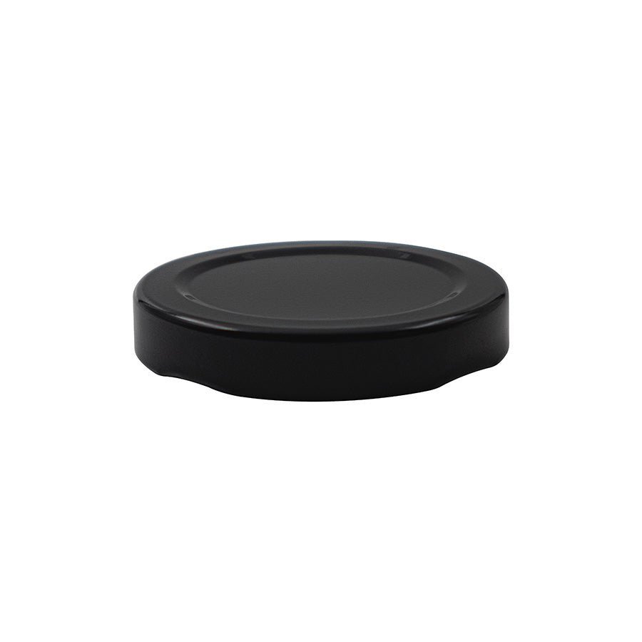 53 mm Black Metal Twist / Lug Non-Button Plastisol Lined Cap
