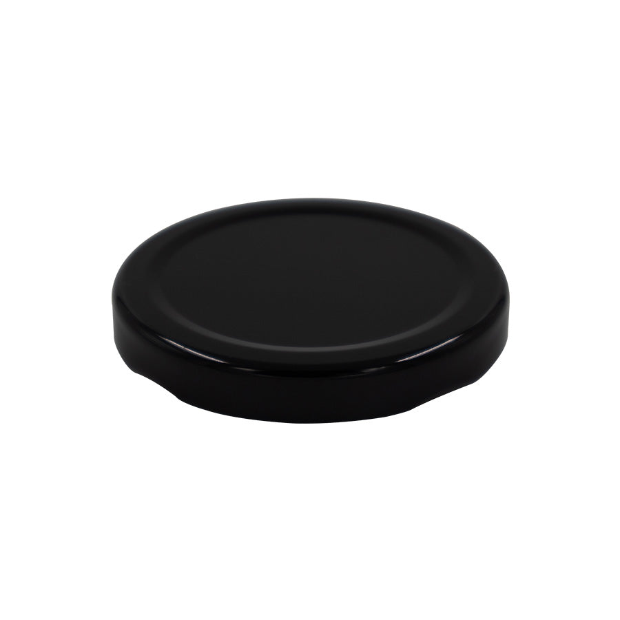 63 mm Black Metal Twist / Lug Non Button Plastisol Lined Cap