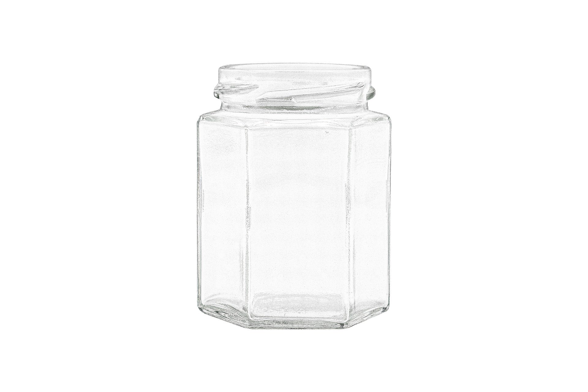 190 ml Clear Glass Hexagonal Jar 58 mm Twist / Lug