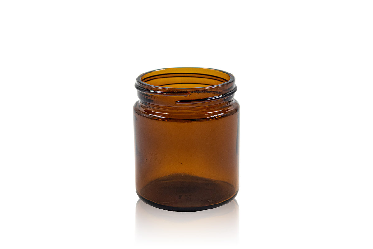 4 oz Amber Glass Round Straight Sided Jar 58-400