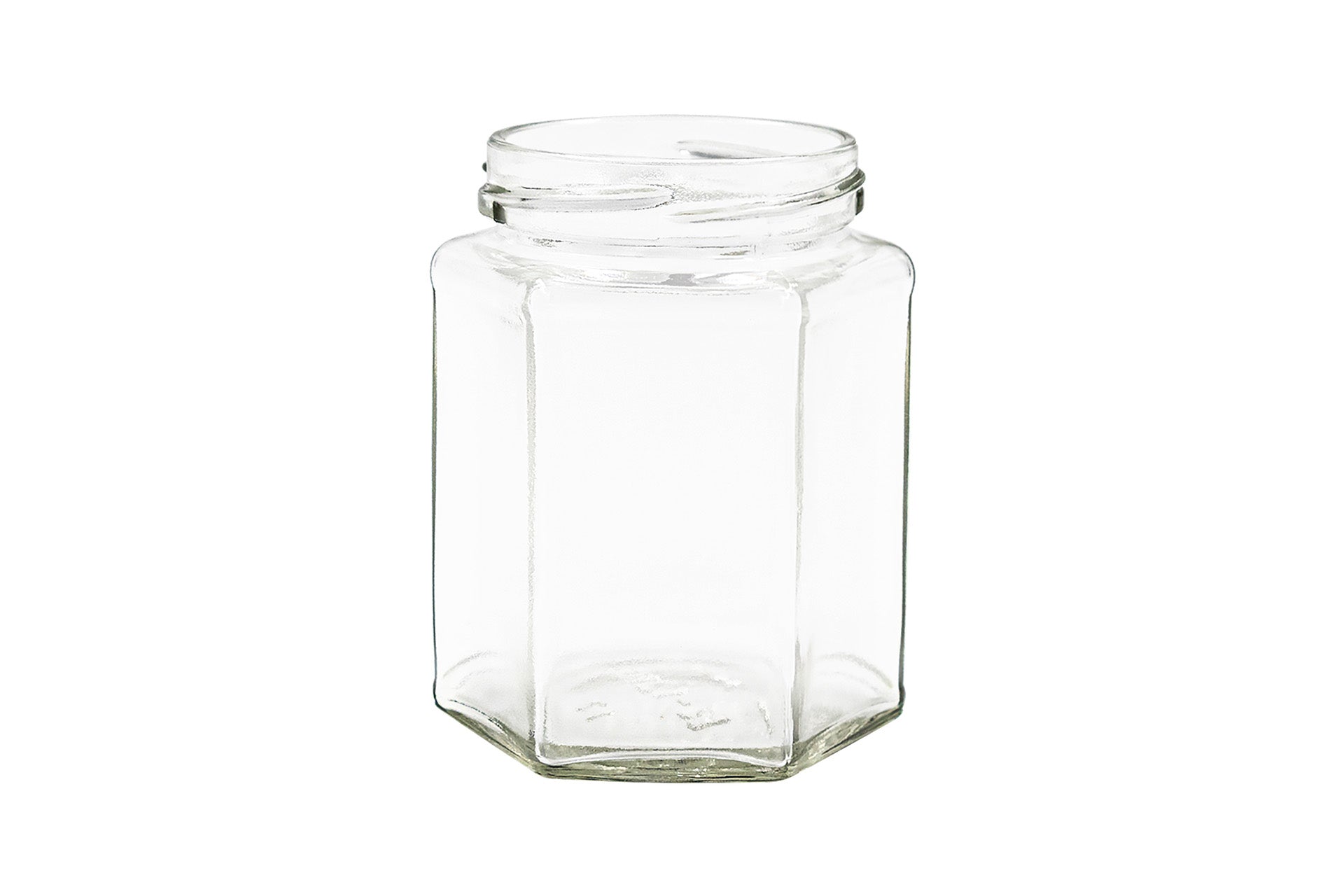 9 oz (12 oz Honey) Clear Glass Hexagon Jar 63 mm Twist / Lug