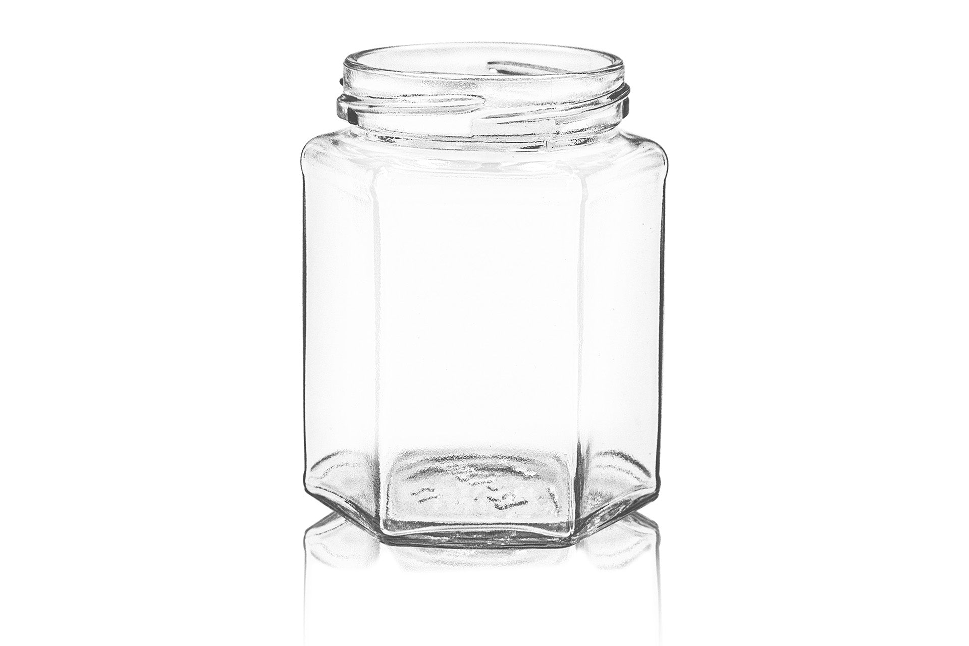 9 oz (12 oz Honey) Clear Glass Hexagon Jar 63 mm Twist / Lug