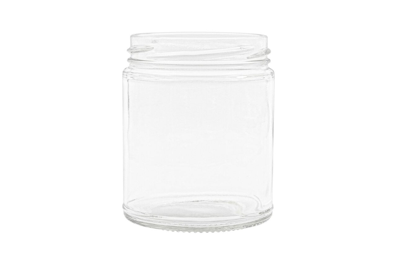 40221001-9oz-clear-flint-glass-round- straight-sided-  Jar-70-2030