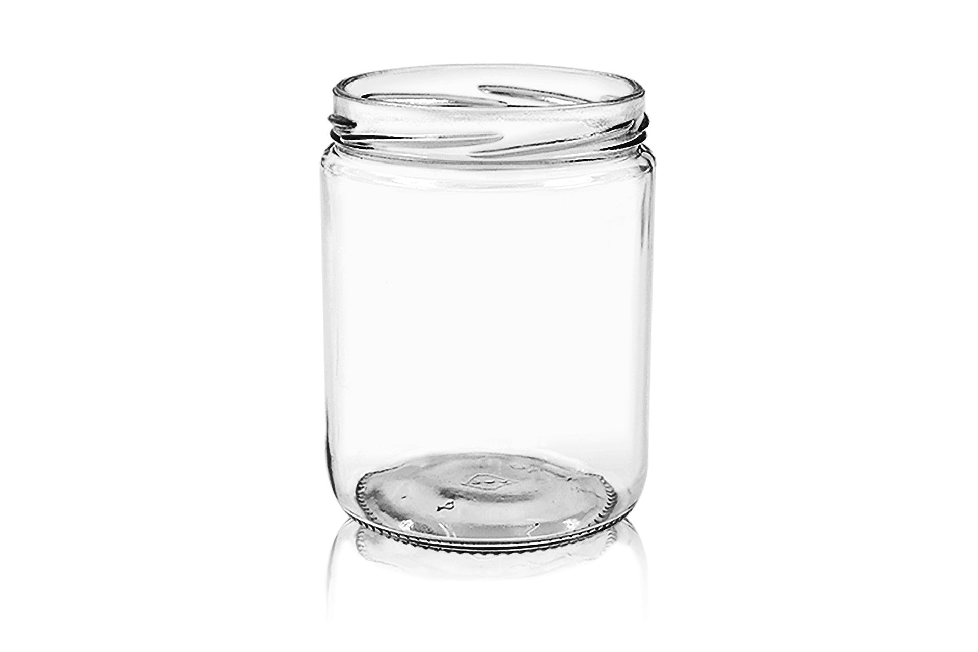 16 oz Clear Flint Glass Round SQUAT Jar 82-2040 (12)