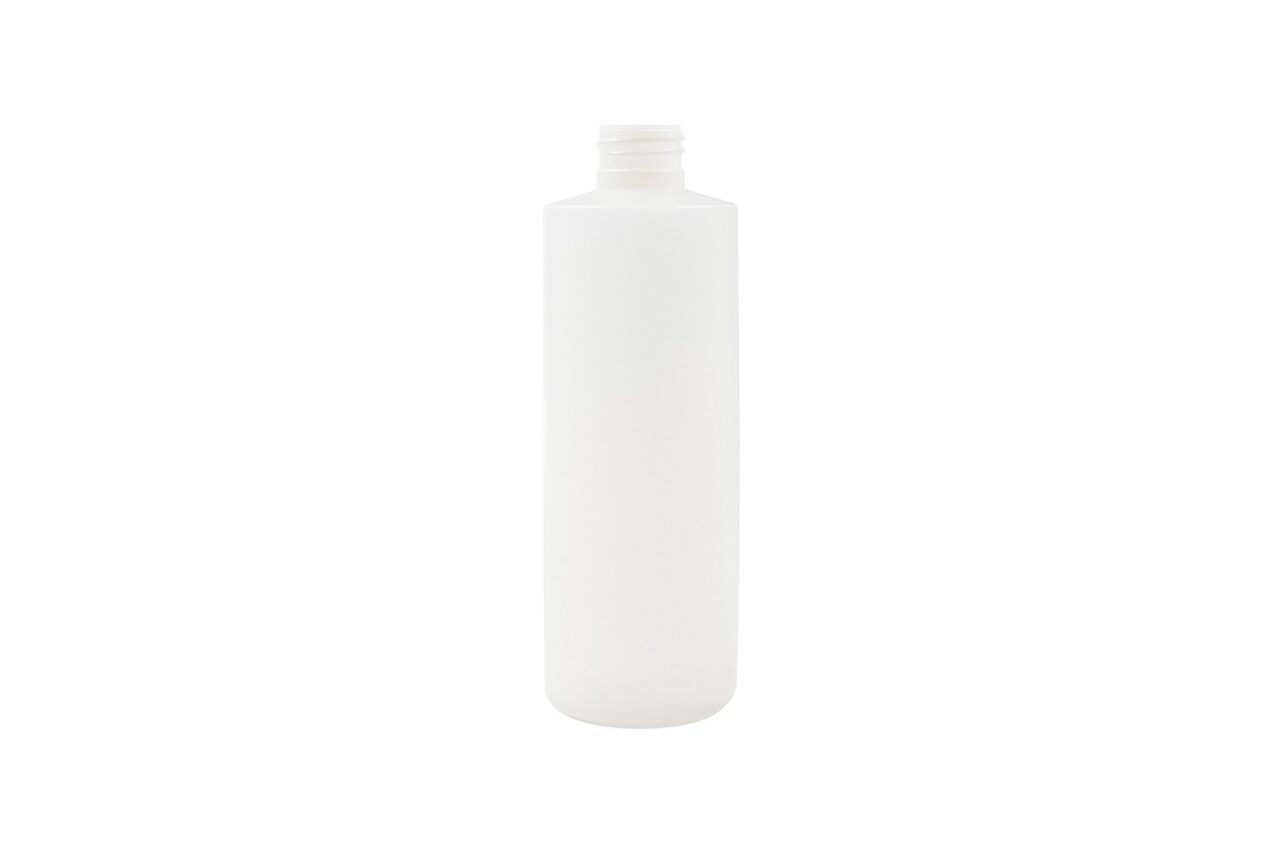 8 oz Natural HDPE Round Unflamed Cylinder Bottle 24-410