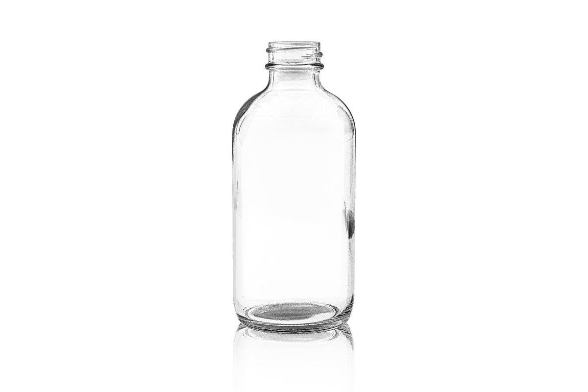 8 oz Clear Glass Boston Round Bottle 28-400