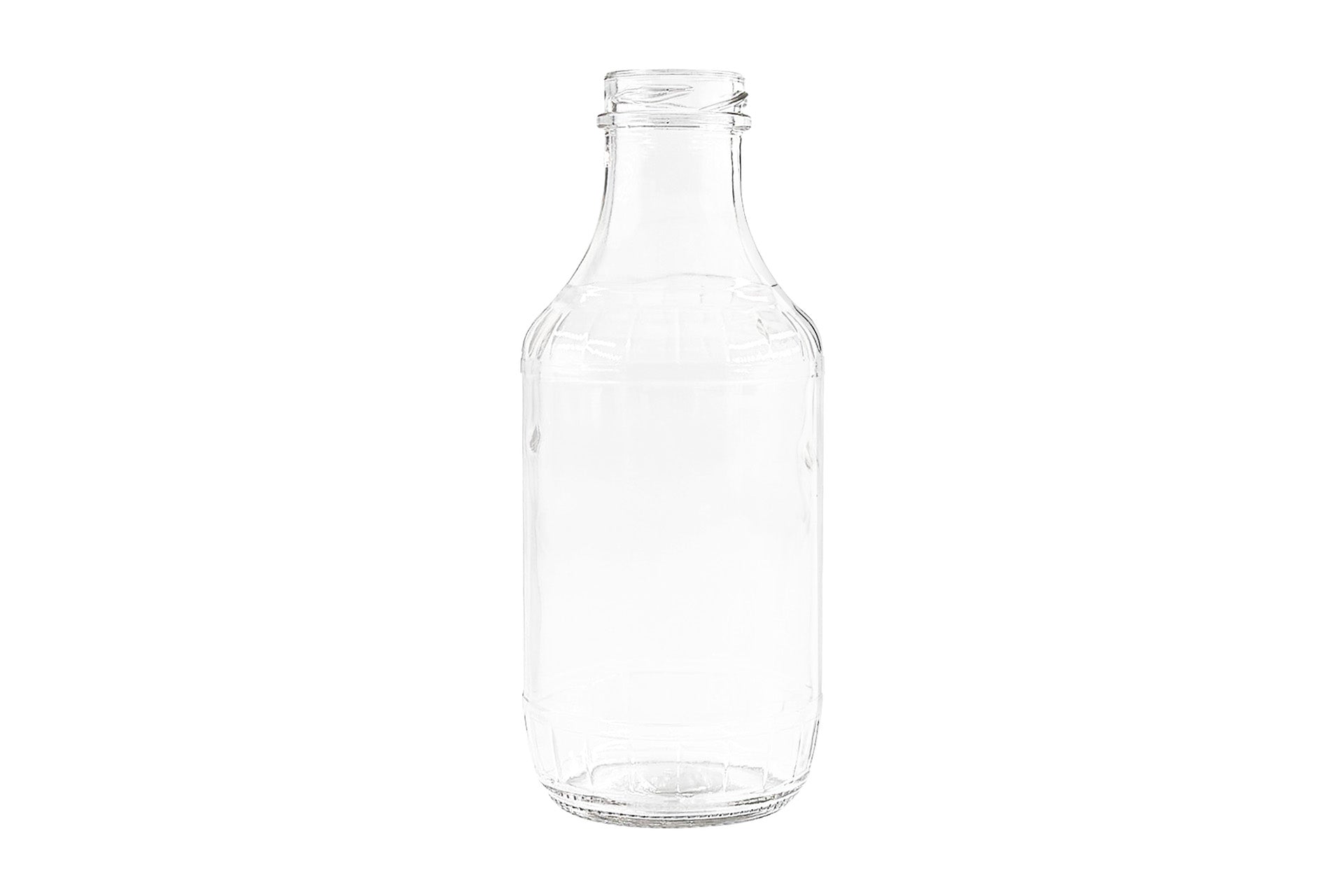 16 oz Clear Glass Round Ring Neck Sauce Bottle 38-400