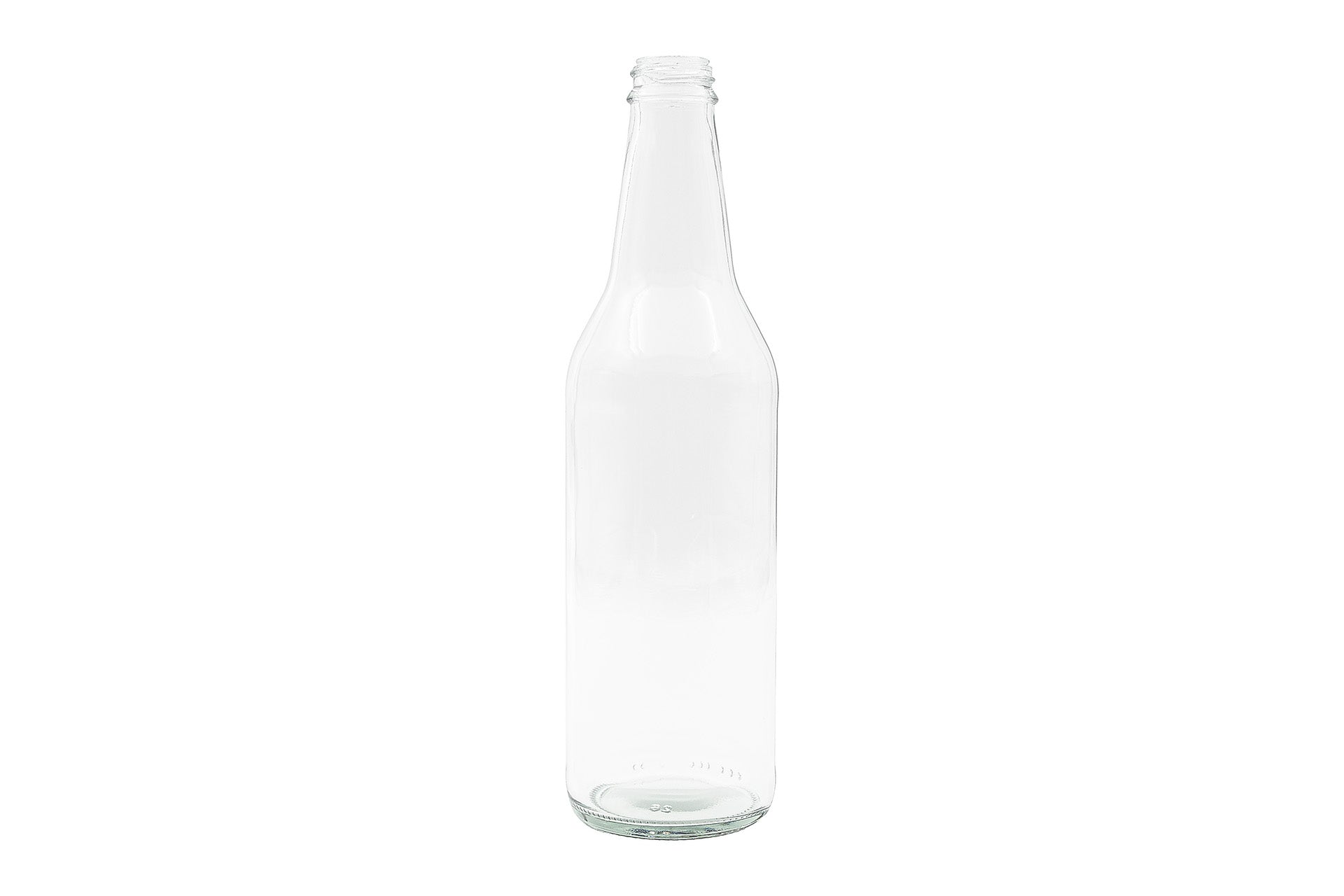 16.9 oz Clear Glass Composite Round Bottle 28mm Fitment Finish