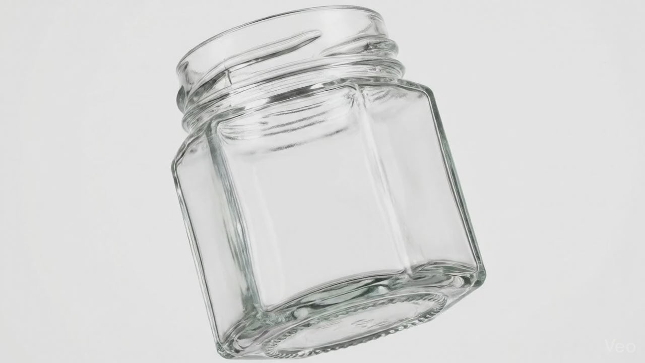 Load video: 45ml glass clear flint hex jar
