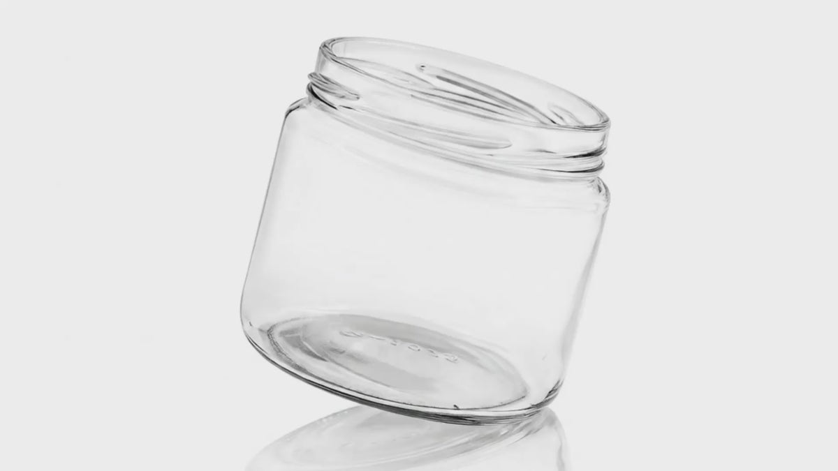 Load video: 12 oz Clear Glass Salsa Jar 82-2040