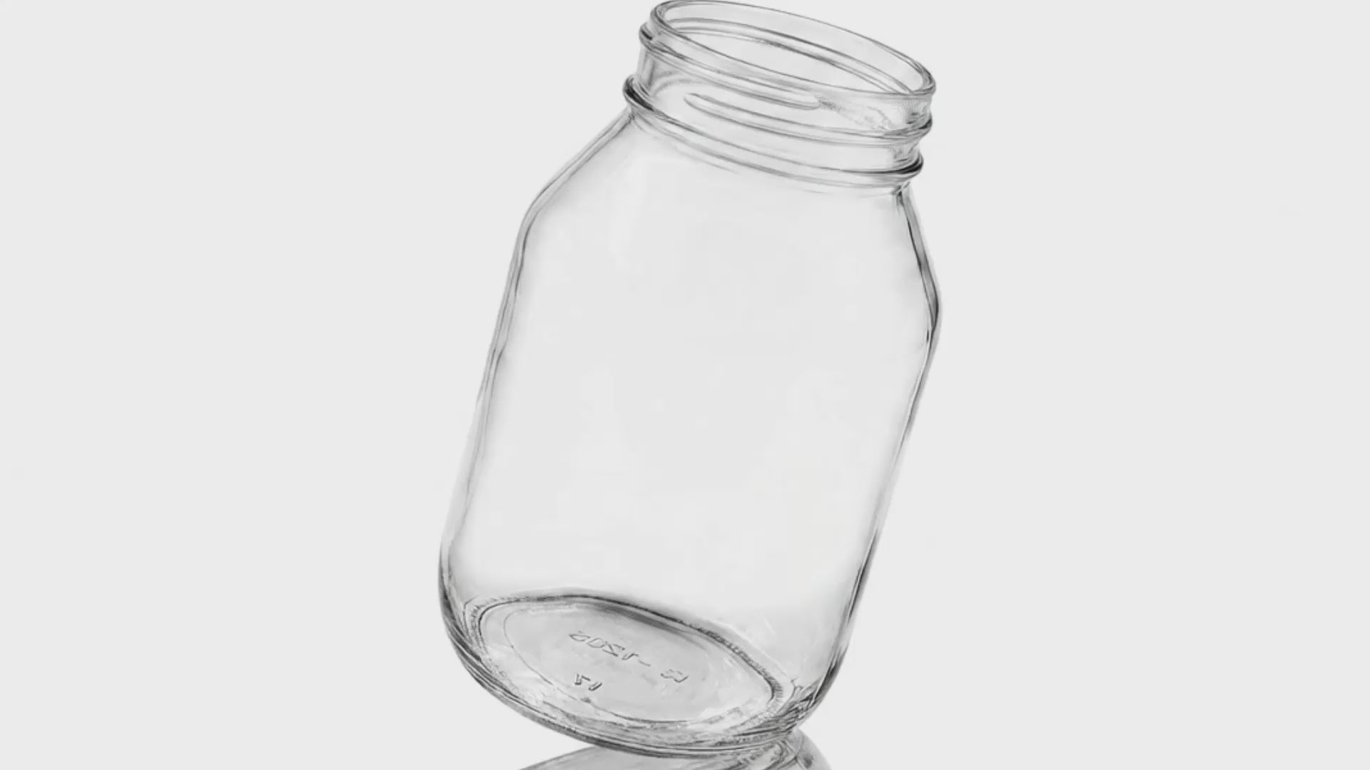 Load video: 32 oz Clear Glass Round Mayonnaise Jar 70-450 (12-Pack)