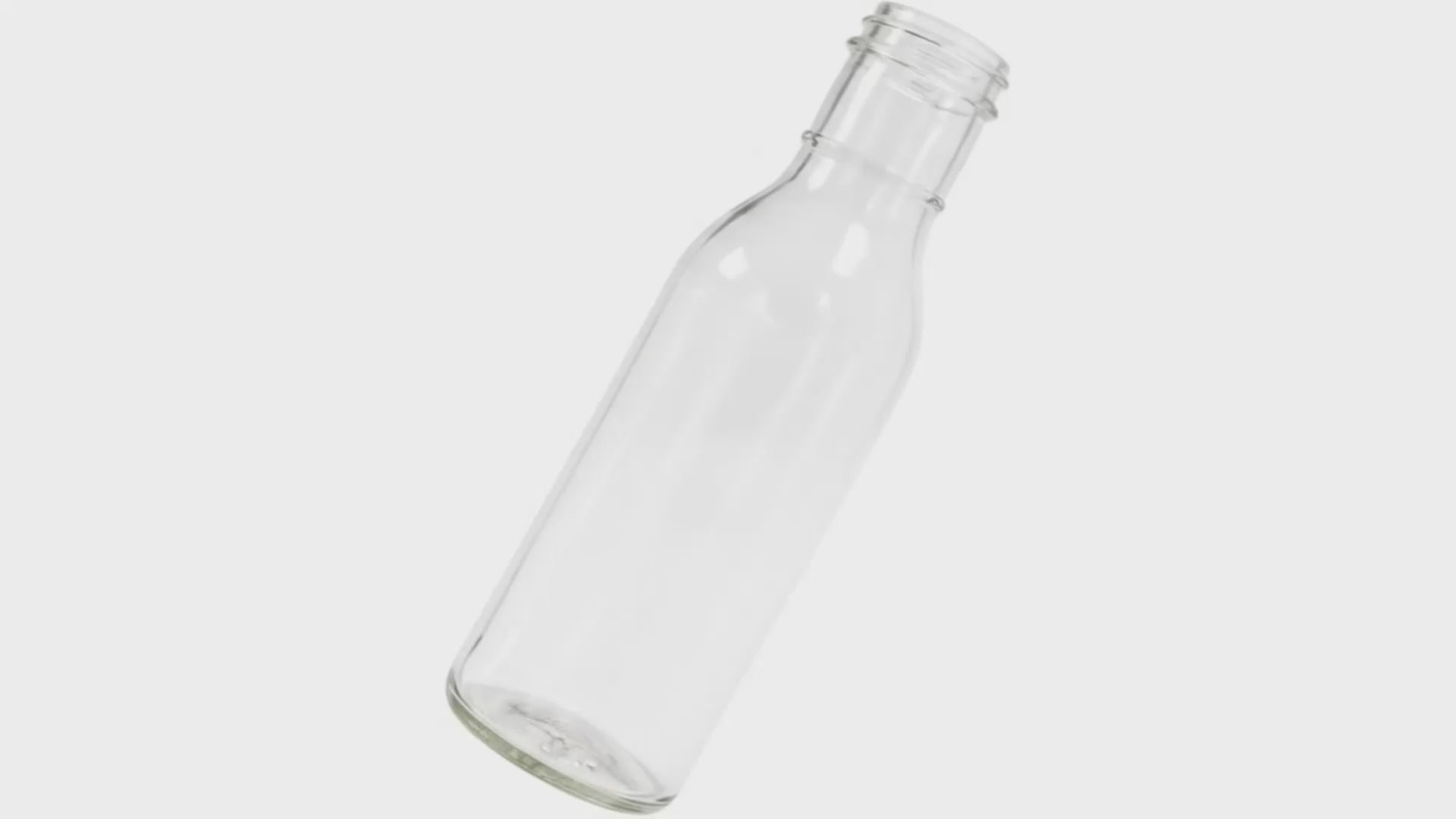 Load video: 12 oz Clear Glass Ring Neck Bottle