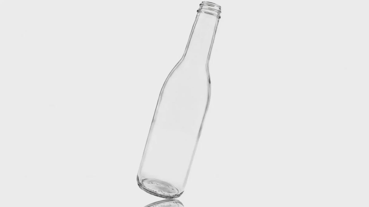 Load video: 375 ml Clear Glass Round Composite Bottle 28-400