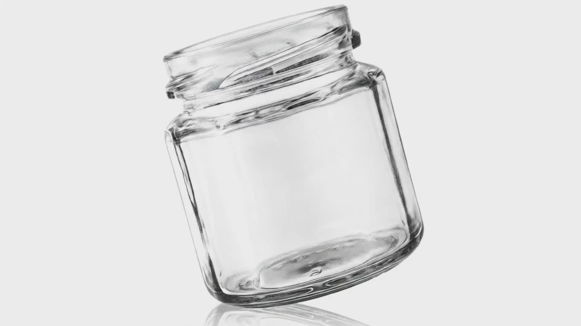 Load video: 120 ML Clear Flint Glass Facetted CLASSIC RIBBED Jar 53-2020 (12)